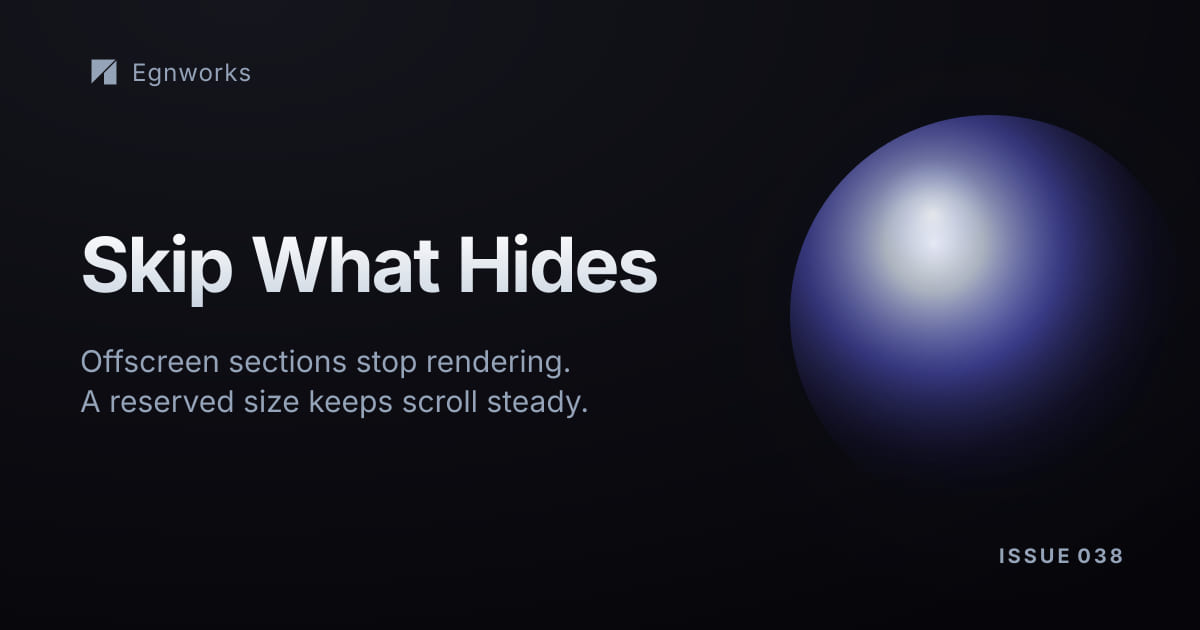 A dark Egnworks banner representing a long page where only the visible section is actually rendered.