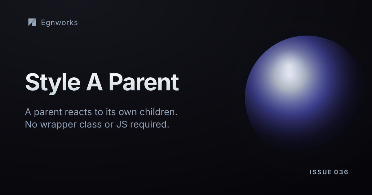 A dark Egnworks banner representing a parent element styled by the children inside it.
