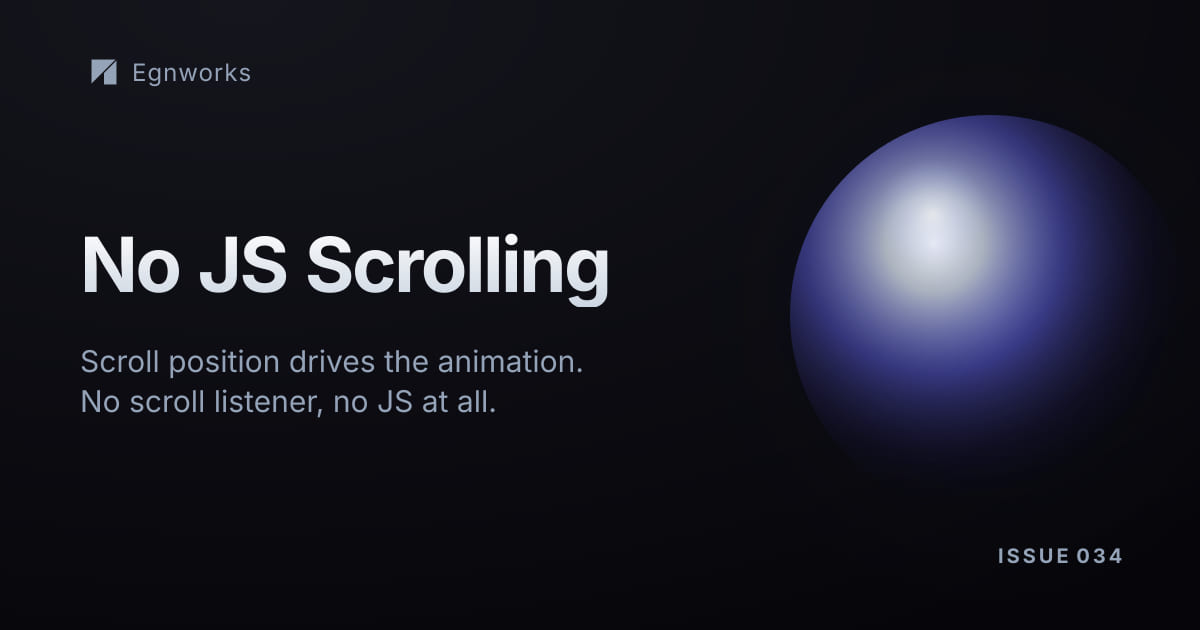A dark Egnworks banner representing an animation timeline driven by scroll position instead of time.